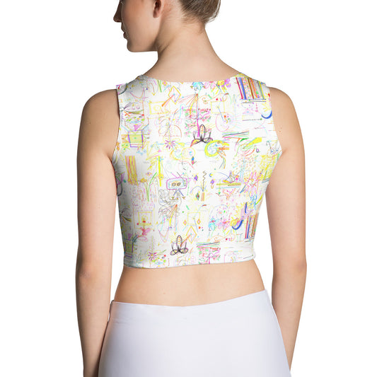 there will be a happy ending. it is here now. body-hugging crop tank top in white