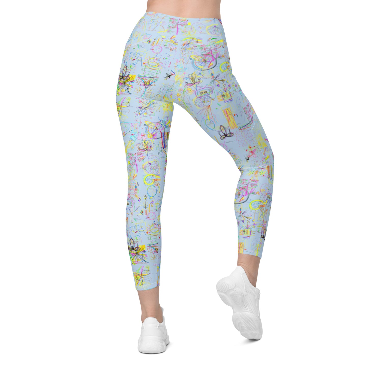you hear your intuition when you listen to it, recycled feminine leggings with pockets in light blue