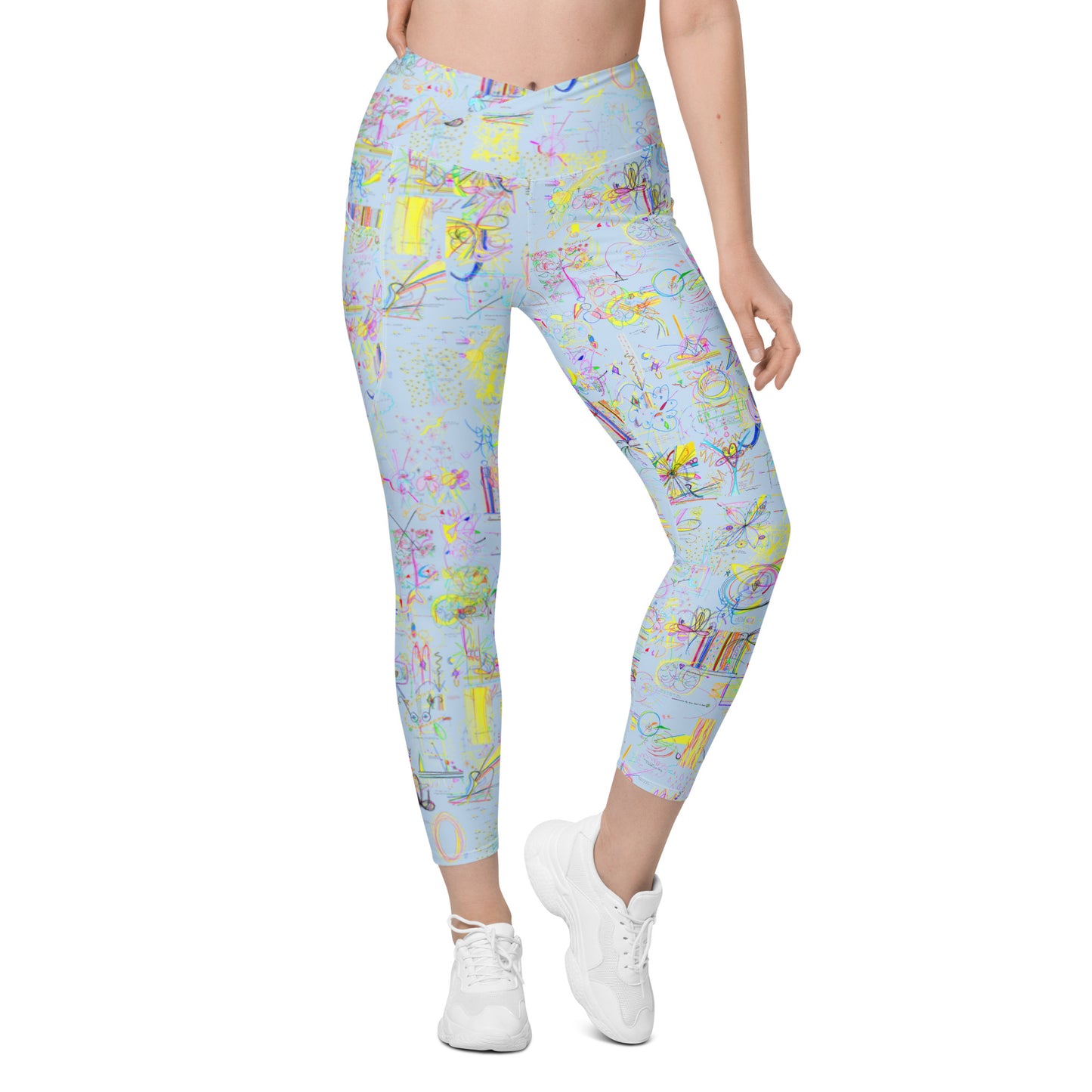 you hear your intuition when you listen to it, recycled feminine leggings with pockets in light blue