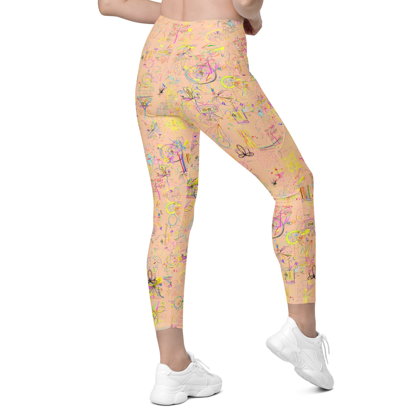you hear your intuition when you listen to it, recycled feminine leggings with pockets in peach