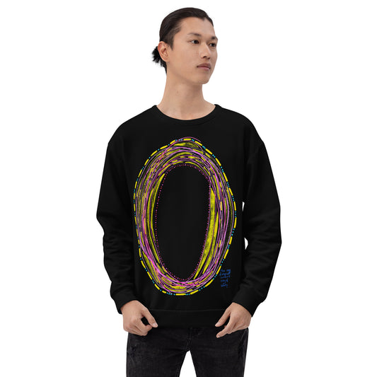 the egg of eternal comfort, cozy & safety, recycled unisex sweatshirt in black