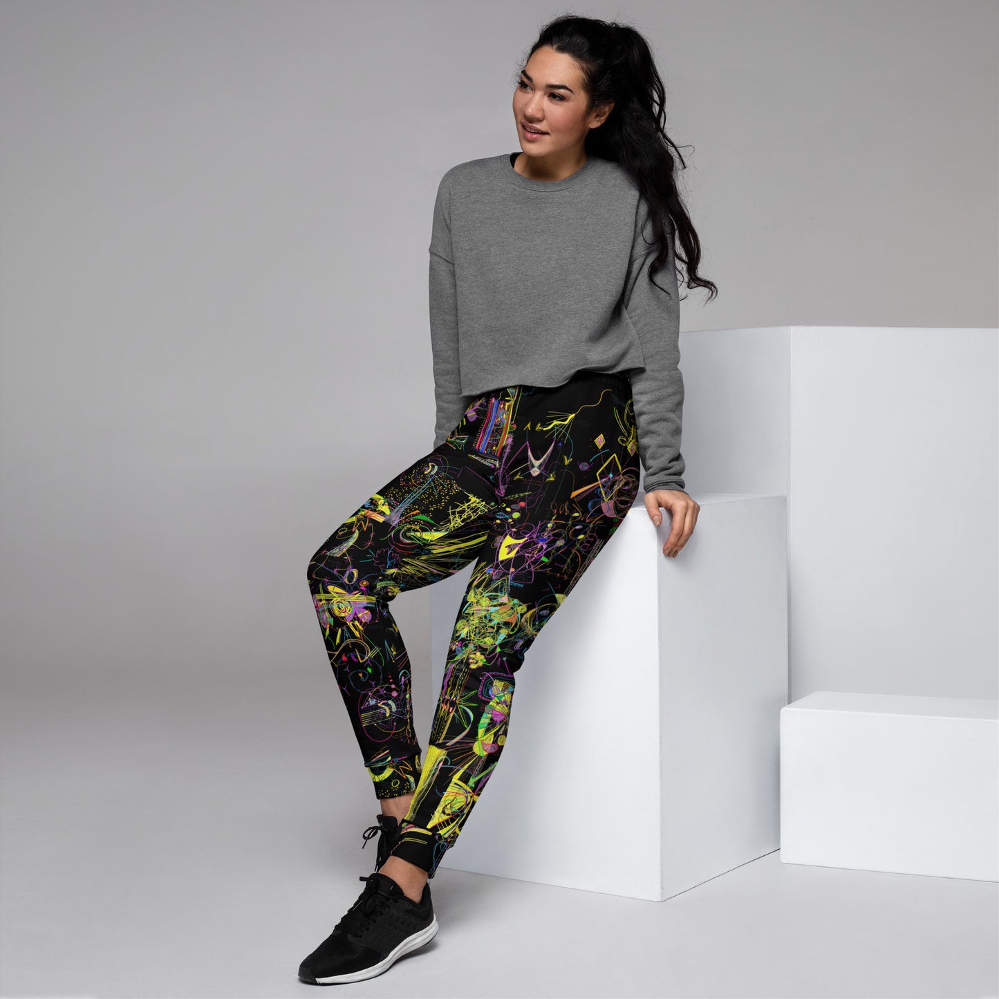 YOU ARE FREE, recycled feminine joggers in black