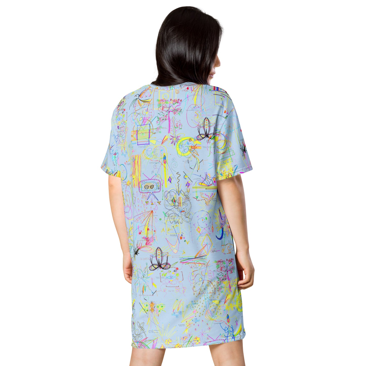 smell the roses in every dimension, T-shirt dress in light blue