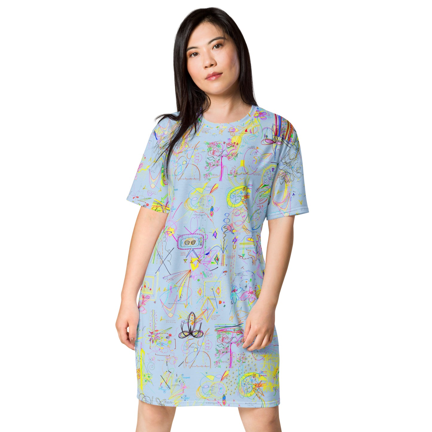 smell the roses in every dimension, T-shirt dress in light blue