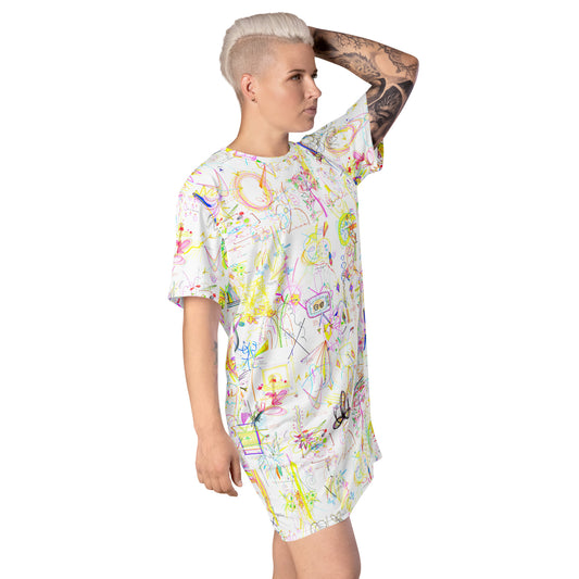 smell the roses in every dimension, T-shirt dress in white